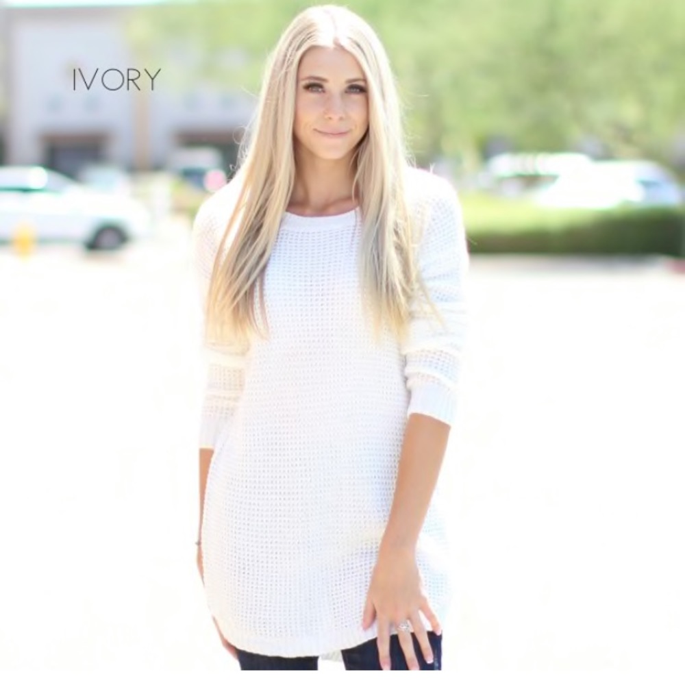 Waffle knit tunic sweater XL